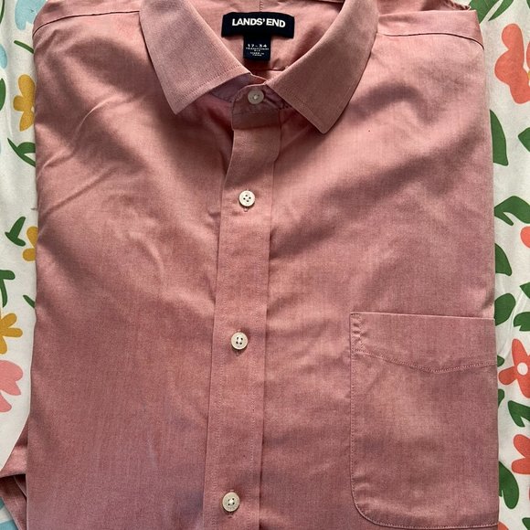 Nearly New! No Iron Supima Cotton Collared Shirt // Lands' End Men's Size XL - Picture 6 of 7